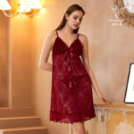 কোডঃ Lin37;  Bow Mesh Nightgown - Image 6