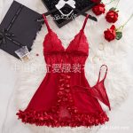 কোডঃ Lin21; Border Flower nightdress [Red Maroon] - Image 5