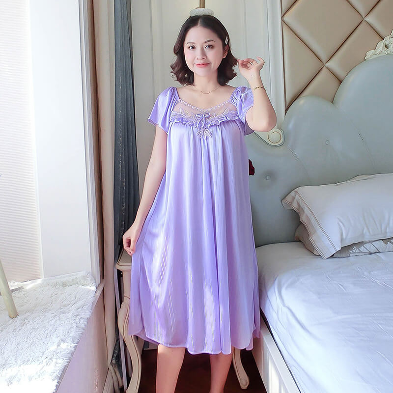 Color-floral-nightgown.LPu-1.jpg কোডঃ Lin33LPU; Color floral nightgown - Image 1
