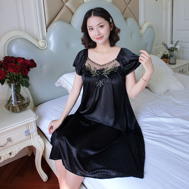 Color-floral-nightgown.bk-1.jpg কোডঃ Lin33b; Color floral nightgown - Image 1