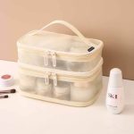কোডঃ Cb3c; Mesh cosmetic bag (Cream color)