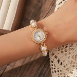 কোডঃ WL89g; Pearl Bracelet Watch [New] - Image 3