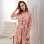 কোডঃ Lin7p; Thin lace nightdress [Pink] - Image 4